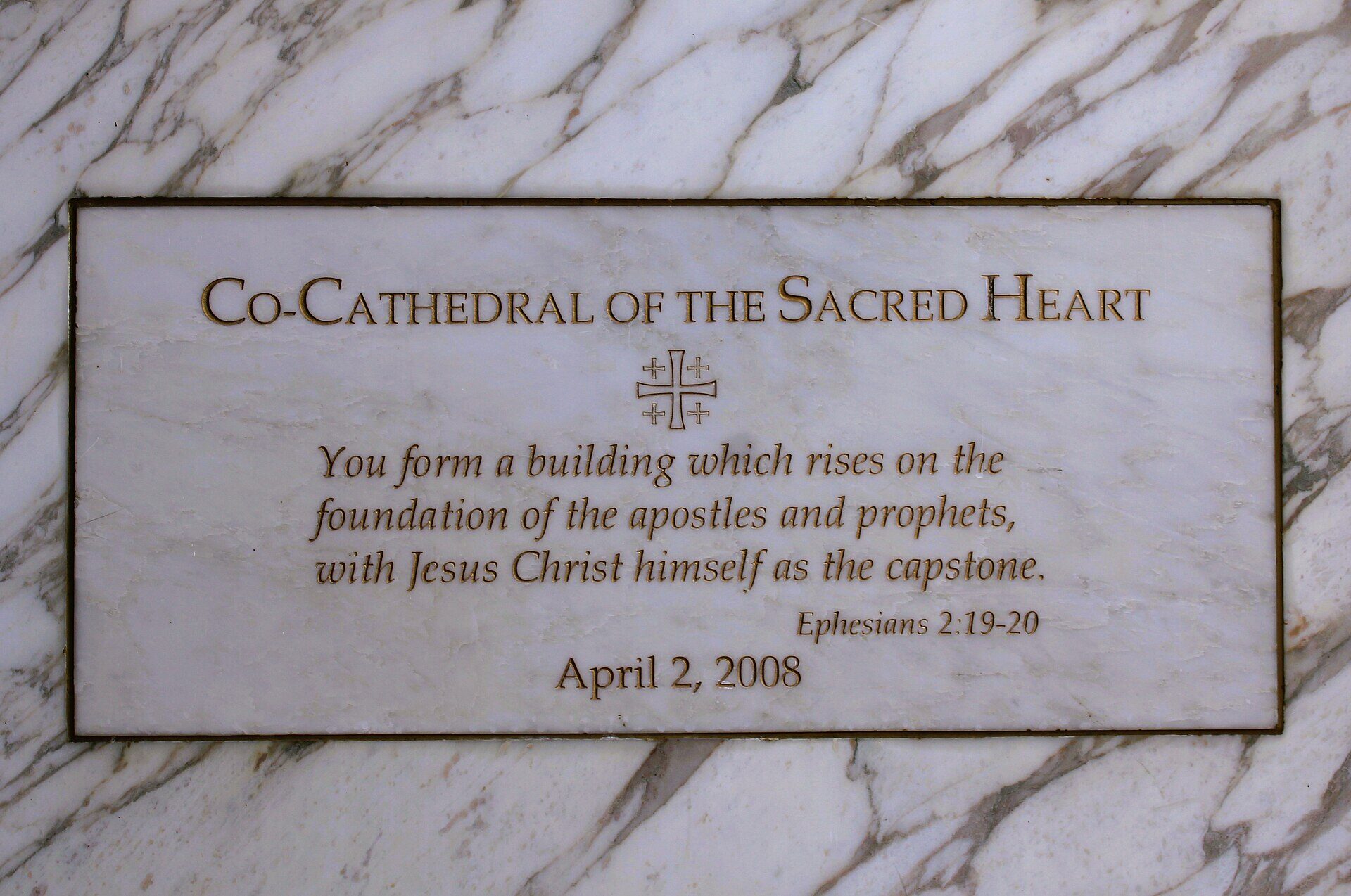 Co-Cathedral dedication stone, April 2, 2008