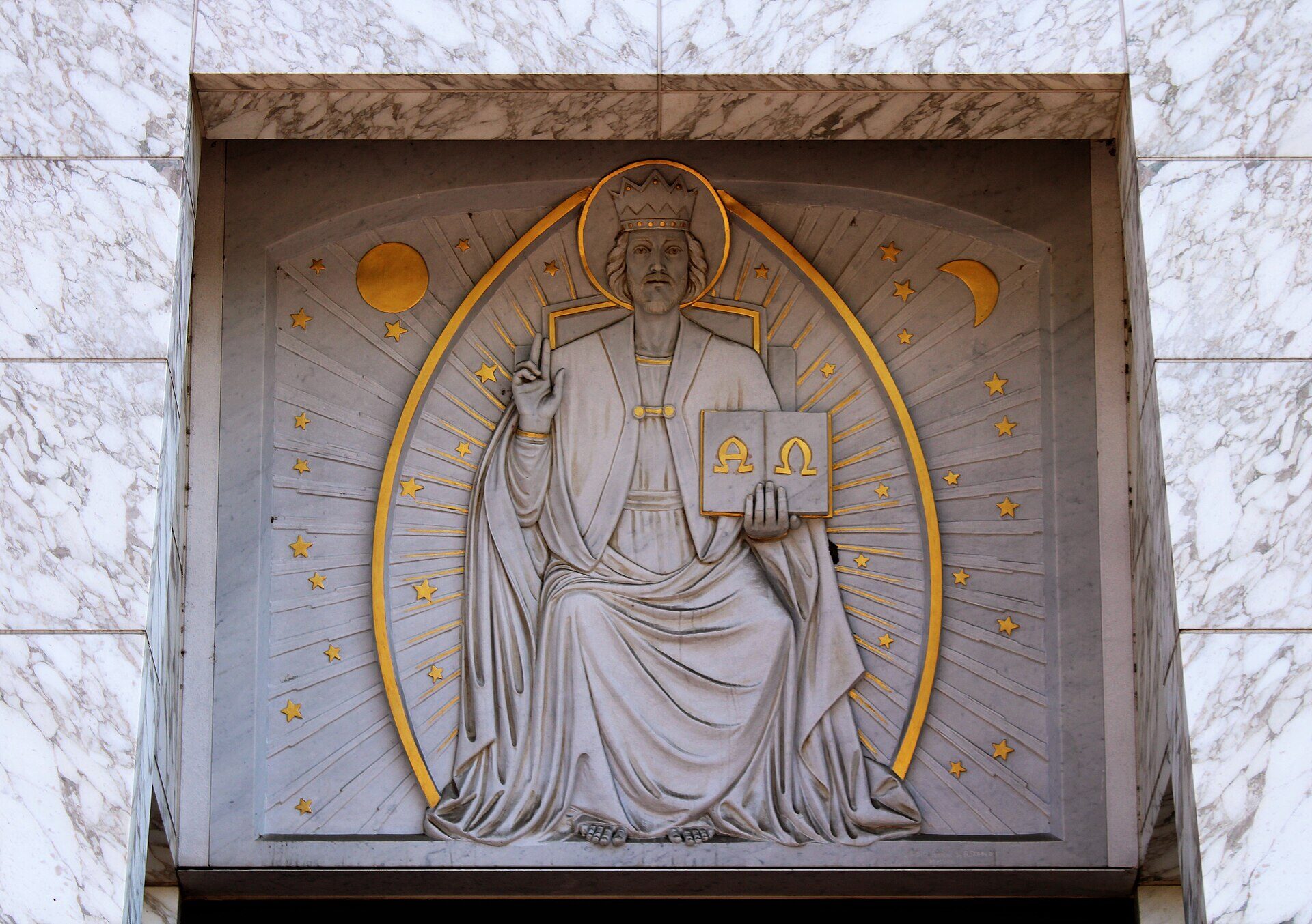 Christ the King relief above the cathedral doors