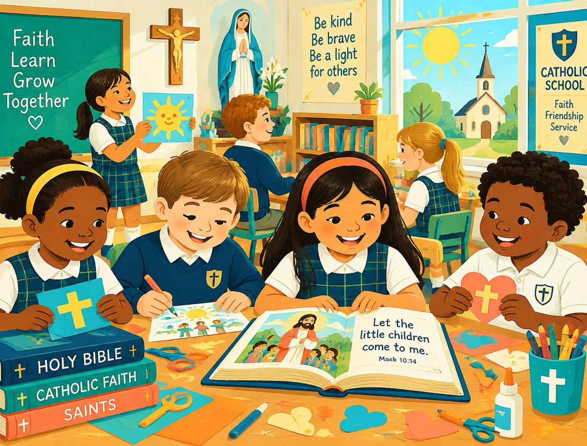 Happy children learning at Sacred Heart